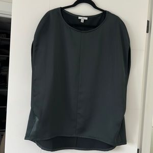 H Halston Black Satin Blouse Size L Never Worn